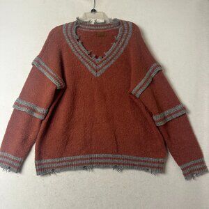 Pol Anthropologie Sweater Womens‎ S Gray brown Pullover Distressed destroyed